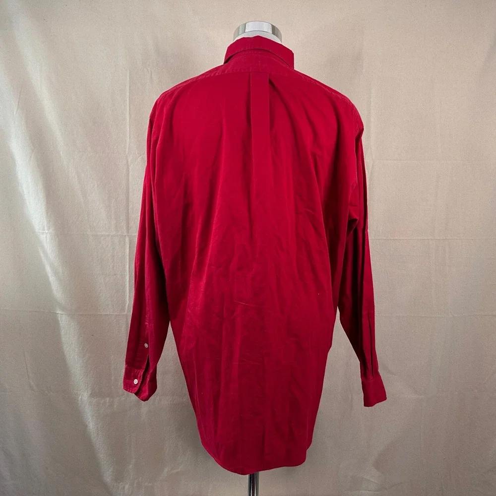 Polo Ralph Lauren Large Blaire Vintage Button Down Shirt Red Twill Cotton Mens